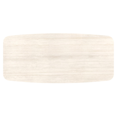 Orso tuintafel bootvorm in beige aluminium en volkeramiek Travertino Bianco - L 255 x B 115 x H 74.5 cm