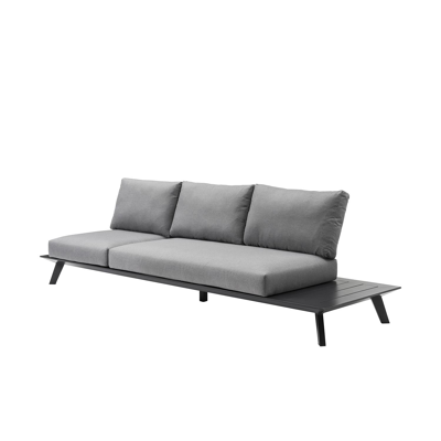 Sofa Sofa 3 places lounge Puglia en aluminium noir avec coussins en weather+ softtouch 