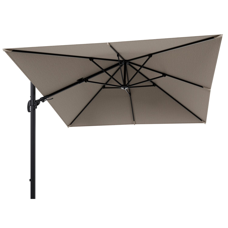 Parasol pedant Avola avec fonction tilt en aluminium noir avec toile de parasol en weather+ softtouch rustic - Lg.1 300 x Lg.2 300 cm (sans pied de parasol)