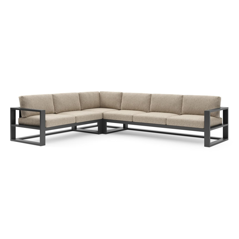 Verato loungehoek in zwart aluminium met bora jungle all weather cosytica kussen