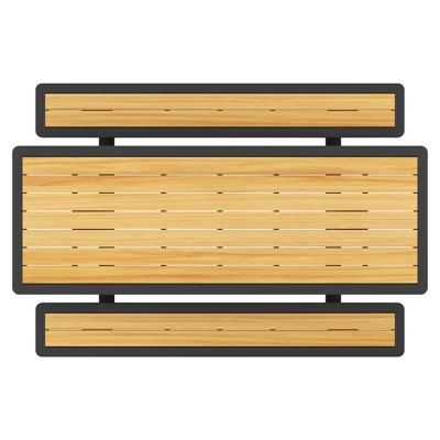 Merano picknicktafel in zwart aluminium en teak tafelblad - L 240 x B 181 x H 73 cm