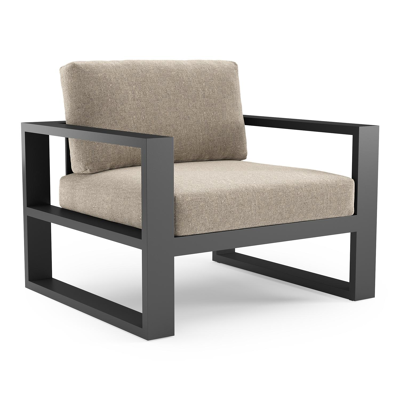 Verato loungestoel in zwart aluminium met chartres pewter all weather sunbrella® luxe kussen