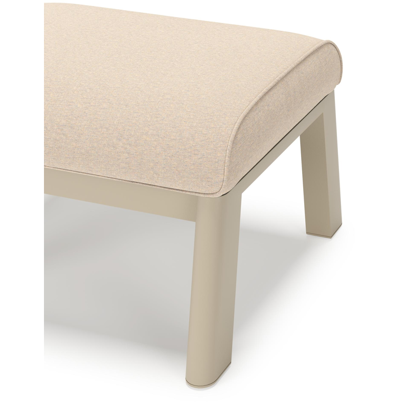 Cirello poef in beige aluminium met heritage papyrus all weather sunbrella® luxe kussen