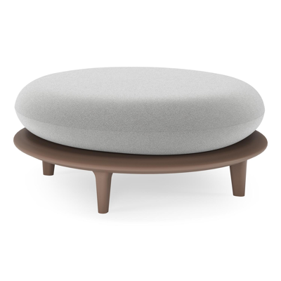 Bomero poef in taupe aluminium met savane grey all weather sunbrella® luxe kussen