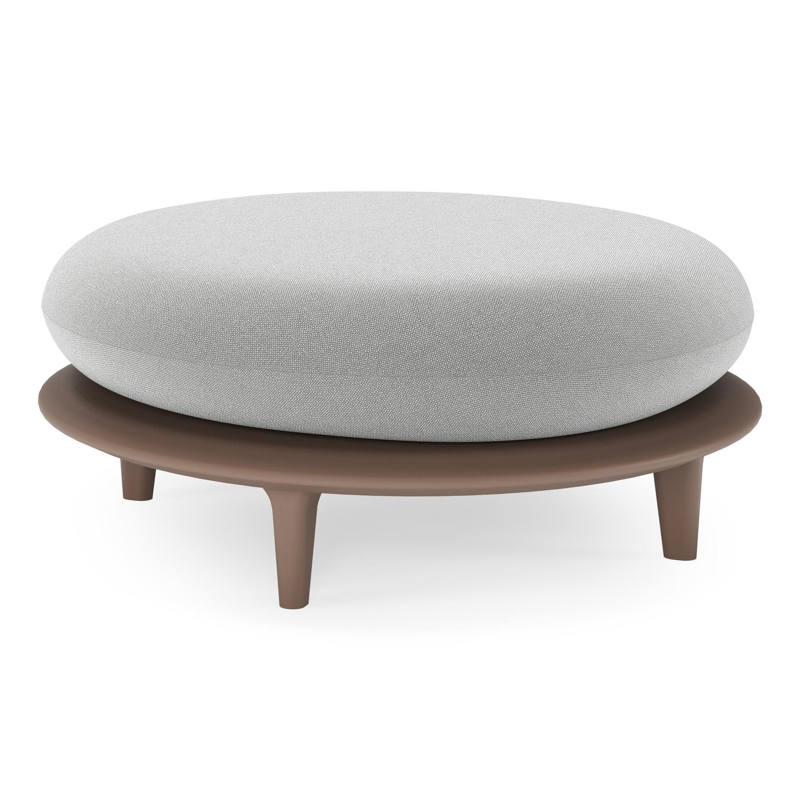 Bomero poef in taupe aluminium met savane grey all weather sunbrella® luxe kussen