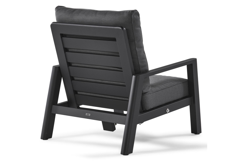 Cirello loungeset in zwart aluminium met lopi shadow all weather sunbrella® luxe kussens