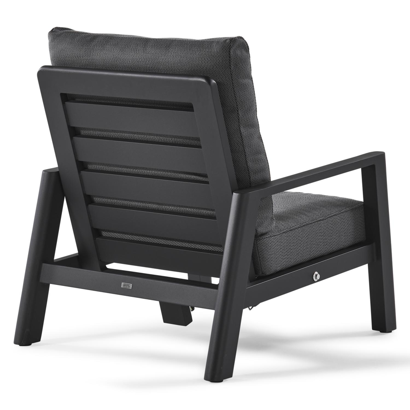 Cirello loungeset in zwart aluminium met lopi shadow all weather sunbrella® luxe kussens