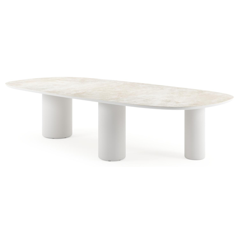 Amico tuintafel bombo xl in wit aluminium en volkeramiek Rapolano - L 320 x B 148 x H 73.5 cm