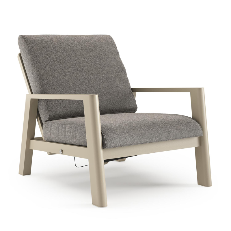 Cirello loungestoel in beige aluminium met chartres drizzle all weather sunbrella® luxe kussen