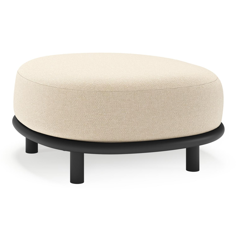 Lupino poef in zwart aluminium met althea chalk all weather cosytica kussen