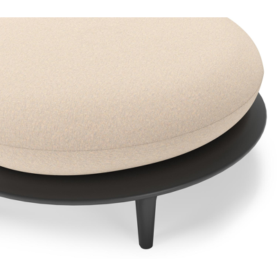 Bomero poef in zwart aluminium met heritage papyrus all weather sunbrella® luxe kussen