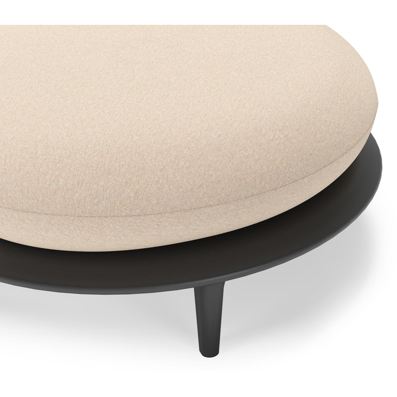 Bomero poef in zwart aluminium met heritage papyrus all weather sunbrella® luxe kussen