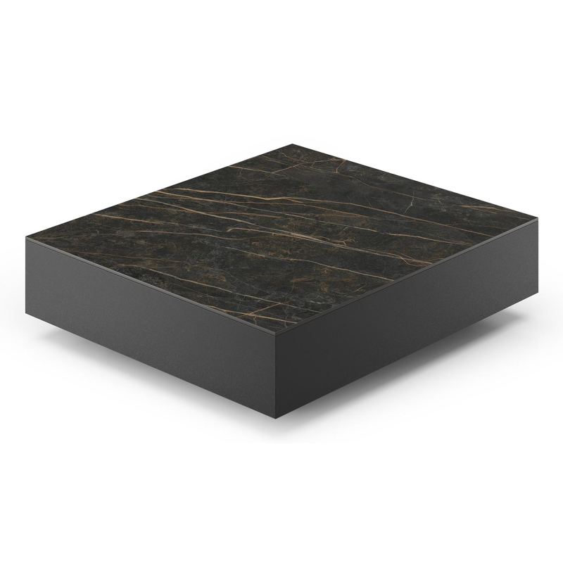 Como loungetafel in zwart aluminium en black obsession volkeramiek - L 70 x B 80 x H 20 cm