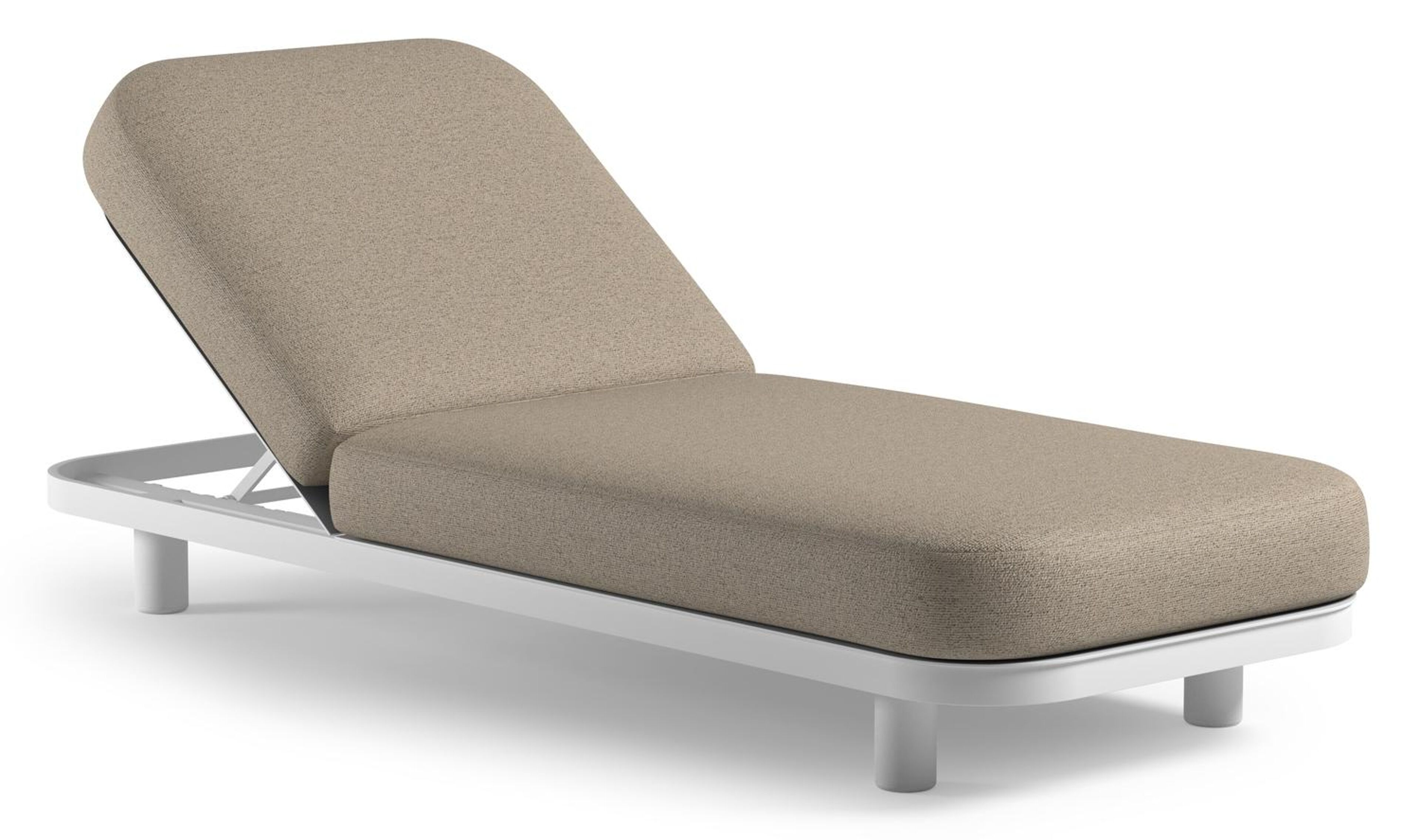 Chaise longue réglable Donato en aluminium blanc et coussin en all weather Cosytica marbella beige