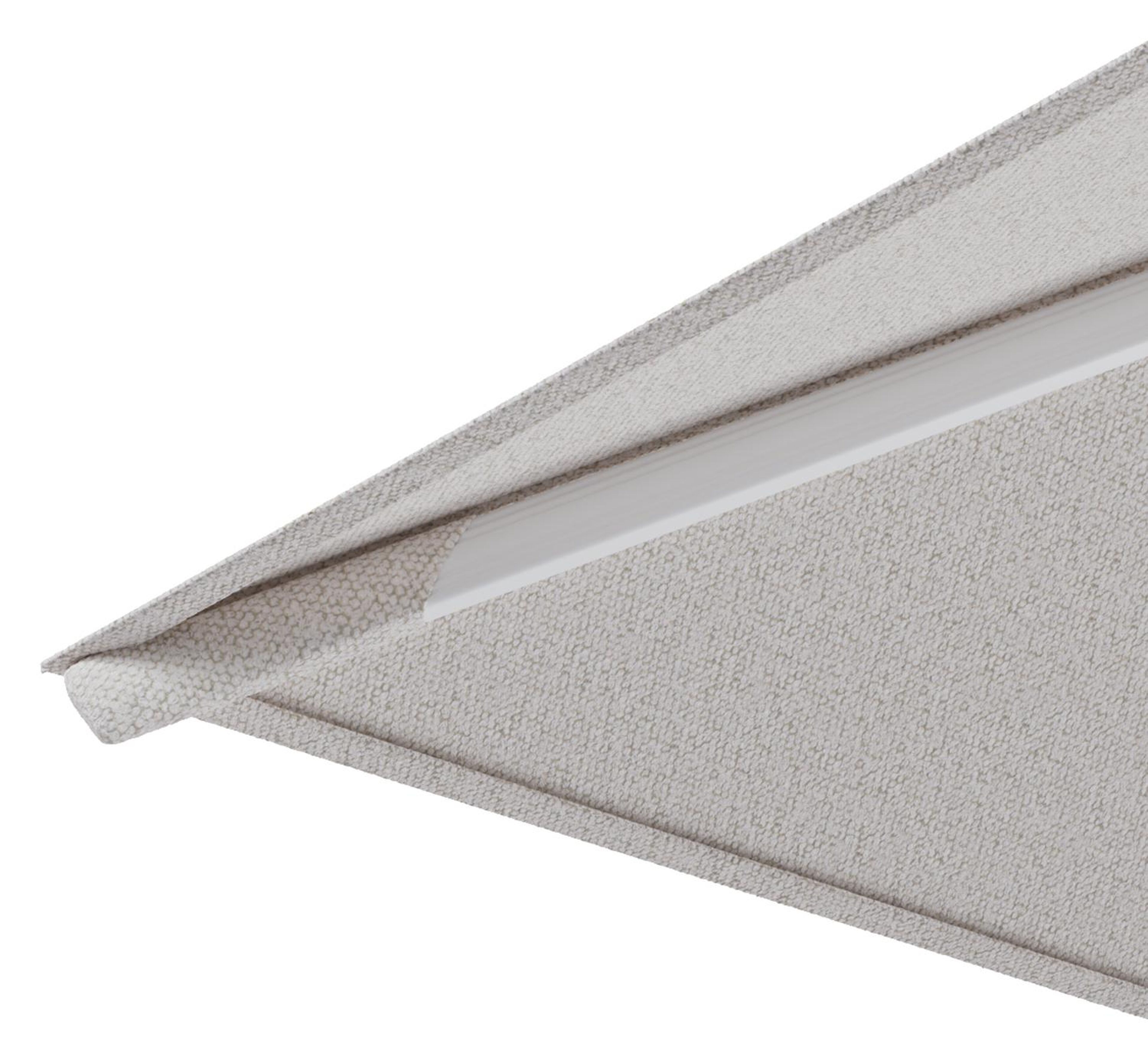 Parasol pendant Rufina avec fonction tilt en aluminium blanc et toile de parasol All Weather Solica Ego Eggshell - Lg.1 300 x Lg.2 300 cm avec pied de parasol Minore 150 kg avec roulettes