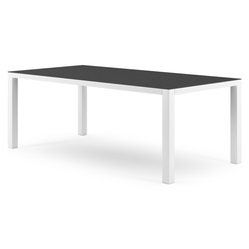 Como tuintafel in wit aluminium en volkeramiek Nero Black - L 200 x B 100 x H 75 cm