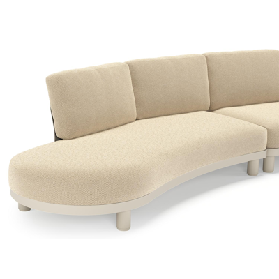 Donato loungebank in beige aluminium met all weather cosytica Althea Camel kussen