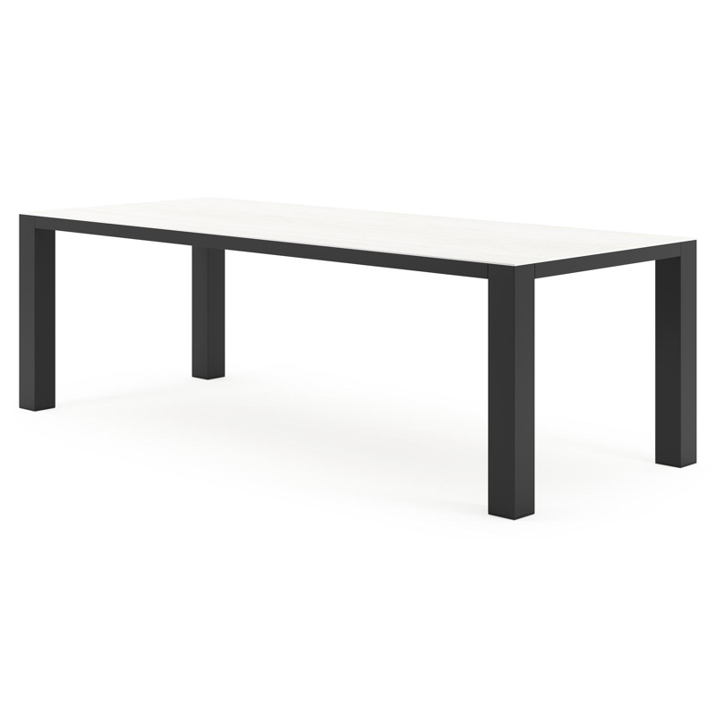 Nano tuintafel rechthoekig in zwart aluminium en volkeramiek calista - L 240 x B 100 x H 75 cm