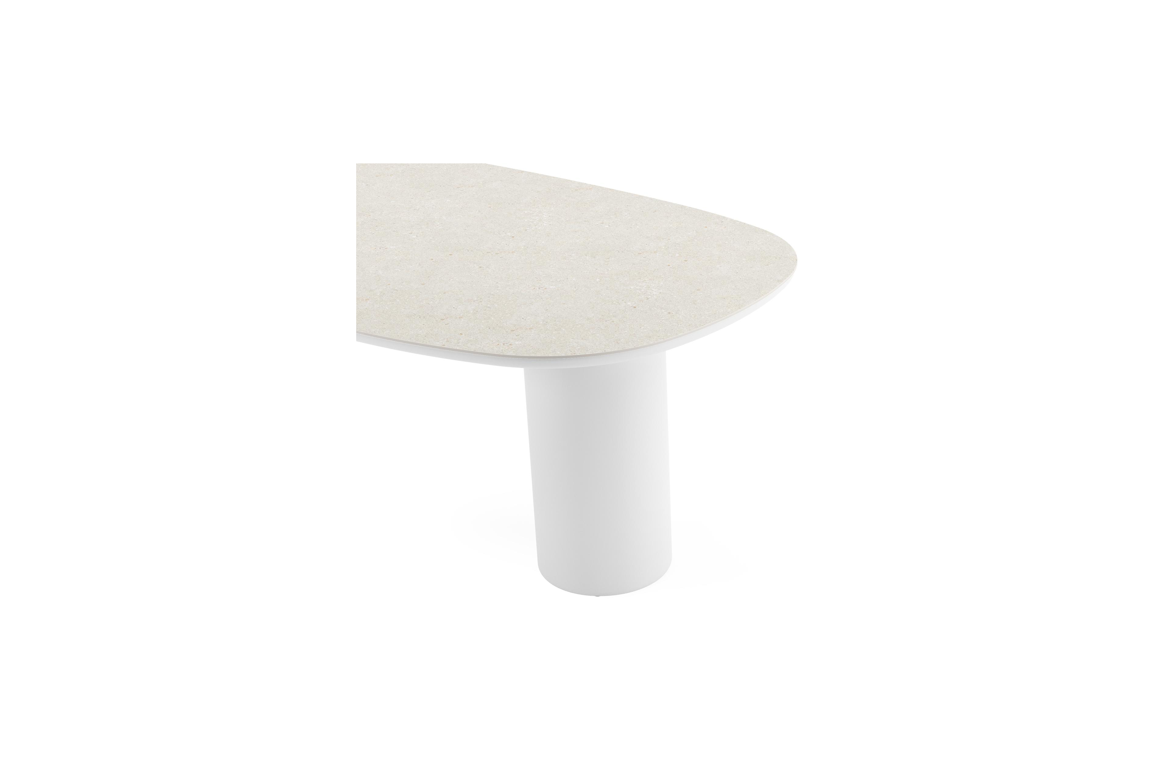 Amico tuintafel bombo in wit aluminium en volkeramiek Shilin - L 210 x B 110 x H 73.5 cm