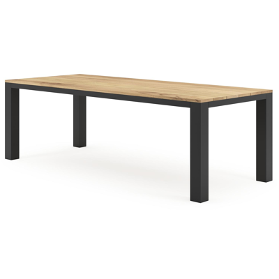 Nano tuintafel in zwart aluminium en teak - L 240 x B 100 x H 75 cm