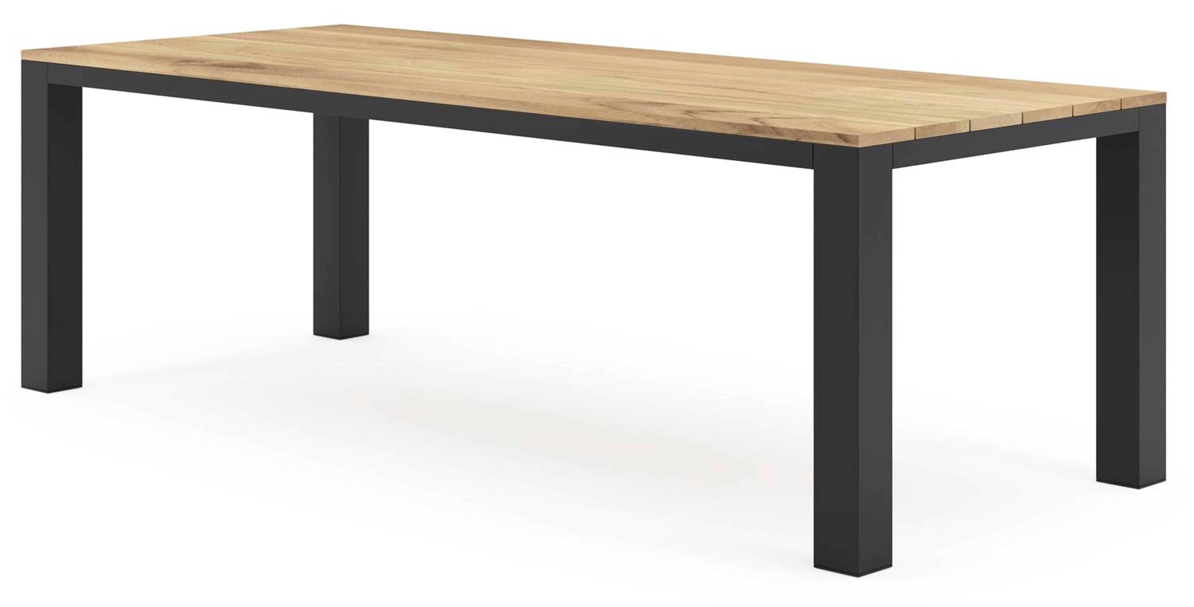 Nano tuintafel rechthoekig in zwart aluminium en teak - L 240 x B 100 x H 75 cm