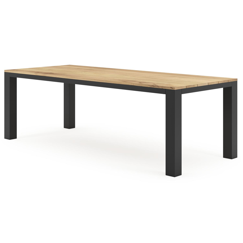 Nano tuintafel in zwart aluminium en teak - L 240 x B 100 x H 75 cm