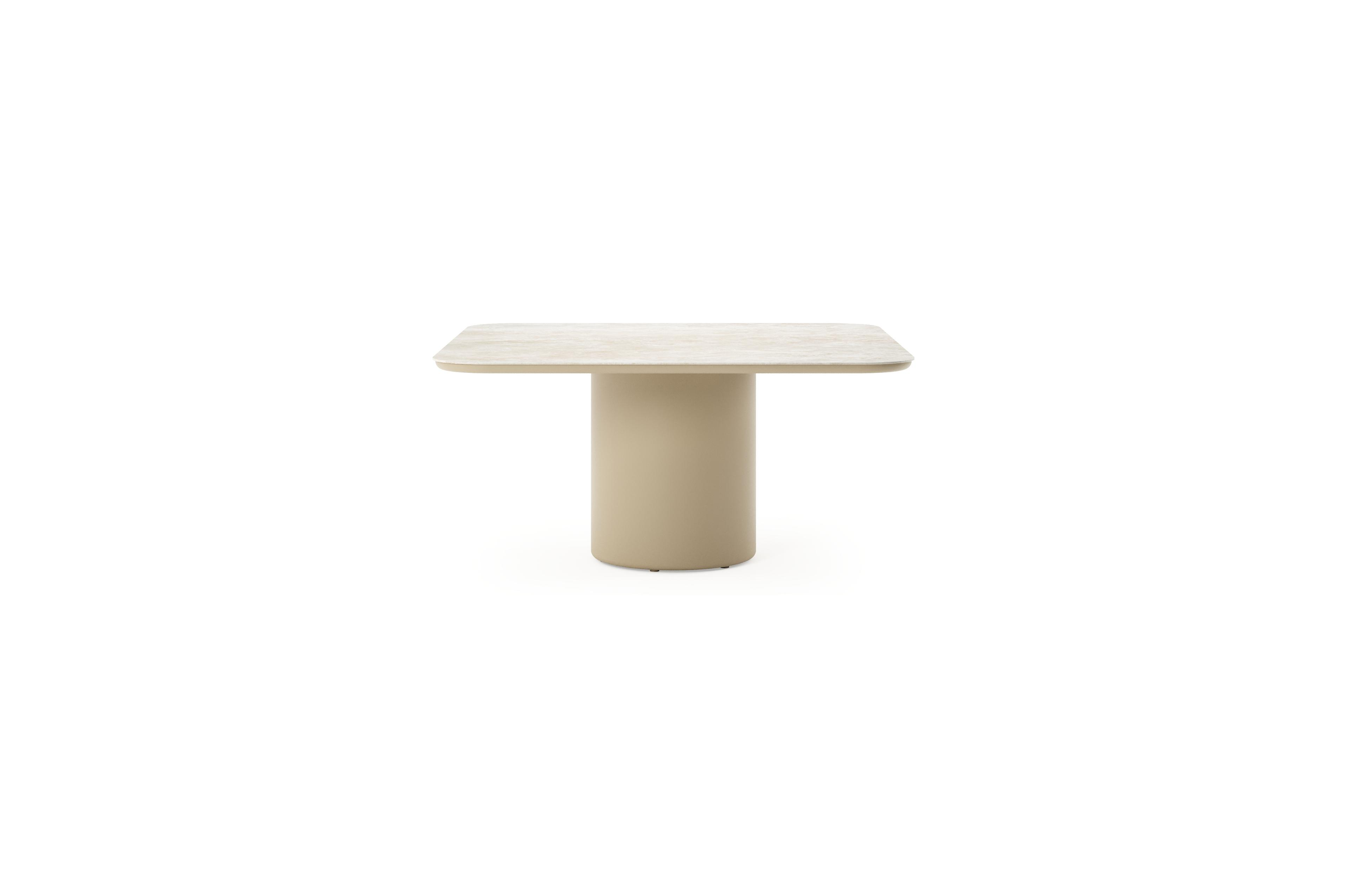 Amico tuintafel afgerond vierkant in beige aluminium en volkeramiek Rapolano - L 148 x B 148 x H 73.5 cm