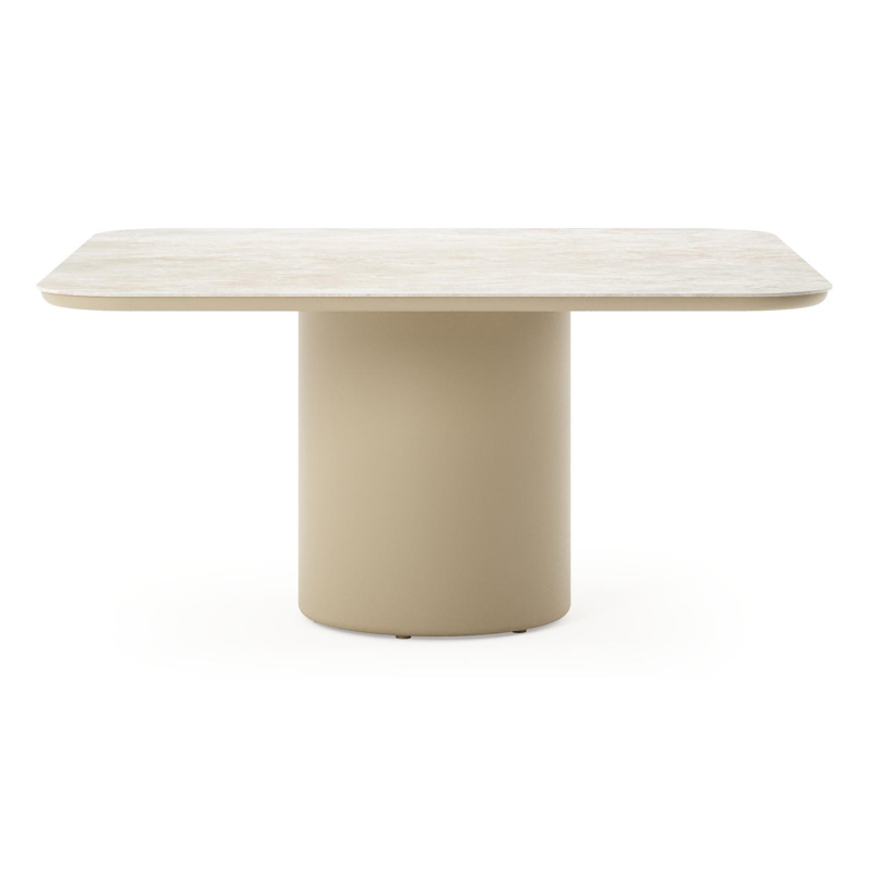 Amico tuintafel afgerond vierkant in beige aluminium en volkeramiek Rapolano - L 148 x B 148 x H 73.5 cm