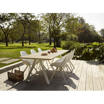 Cesano tuintafel in wit aluminium en teak - L 240 x B 100 x H 75.5 cm