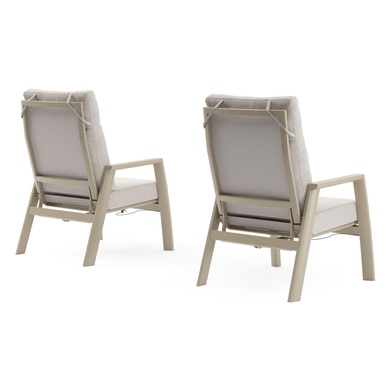 Set van 2 Mismo loungestoelen in beige aluminium met beige weather+ softtouch kussens
