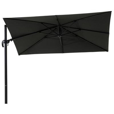 Avola zweefparasol met tiltfunctie in zwart aluminium met natte sooty all weather sunbrella® premium parasoldoek - L1 200 x L2 300 cm (zonder voet)