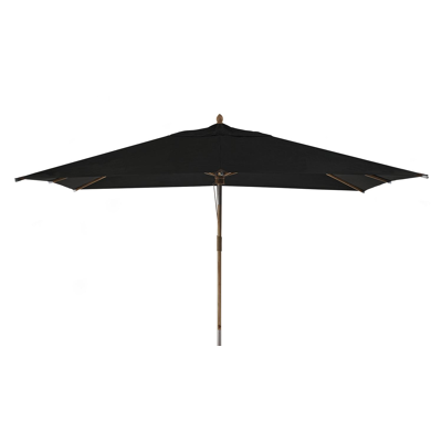 Parasol droit Pescara en teck  avec toile de parasol en polyester noir - Larg1 300 x Larg2 400 cm (sans pied de parasol)