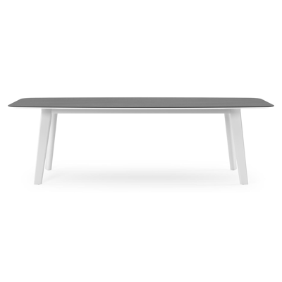 Lacrima tuintafel bootvorm in wit aluminium en volkeramiek Basalt Black - L 255 x B 115 x H 73 cm