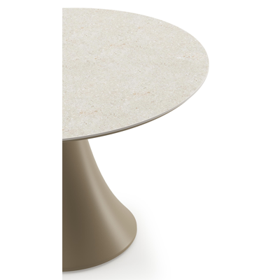 Fano low dining loungetafel rond in beige aluminium en volkeramiek Shilin - Dia. 85 x H 55 cm