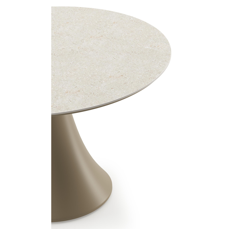 Fano low dining loungetafel rond in beige aluminium en volkeramiek Shilin - Dia. 85 x H 55 cm