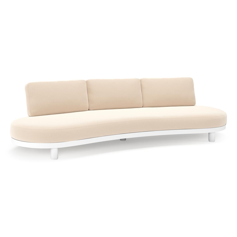 Donato loungebank in wit aluminium met all weather sunbrella® luxe Natte Linen Chalk kussen
