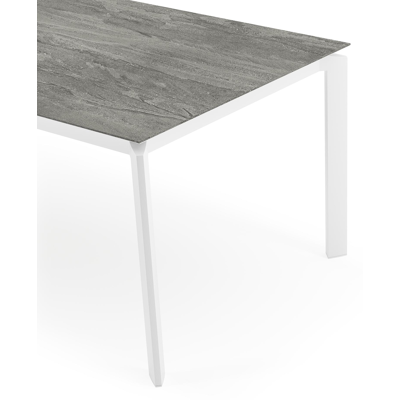 Cirello tuintafel rechthoekig in wit aluminium en volkeramiek Aspen Grey - L 200 x B 100 x H 75 cm