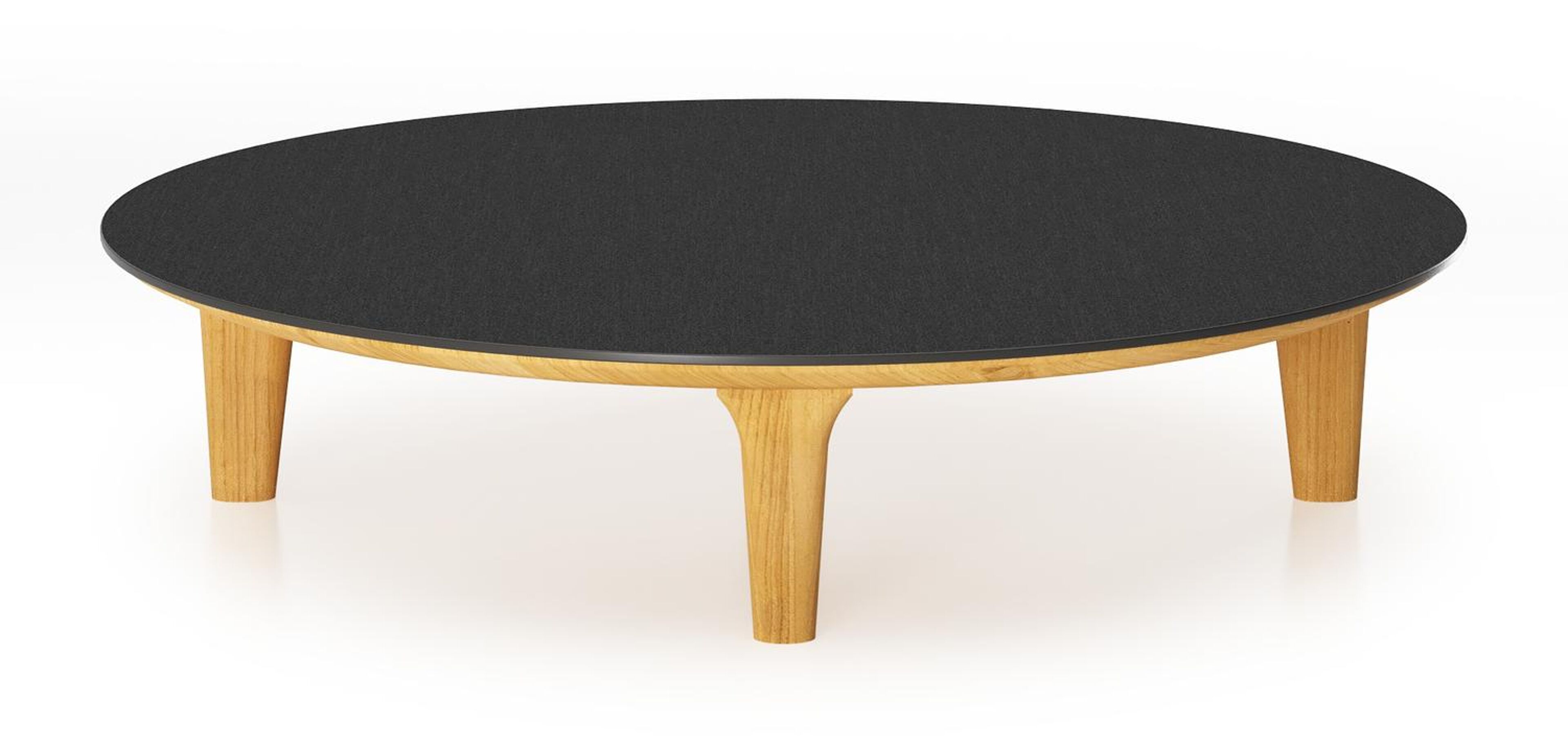 Bomero loungetafel rond in teak en volkeramiek Nero Black - Dia. 85 x H 20 cm