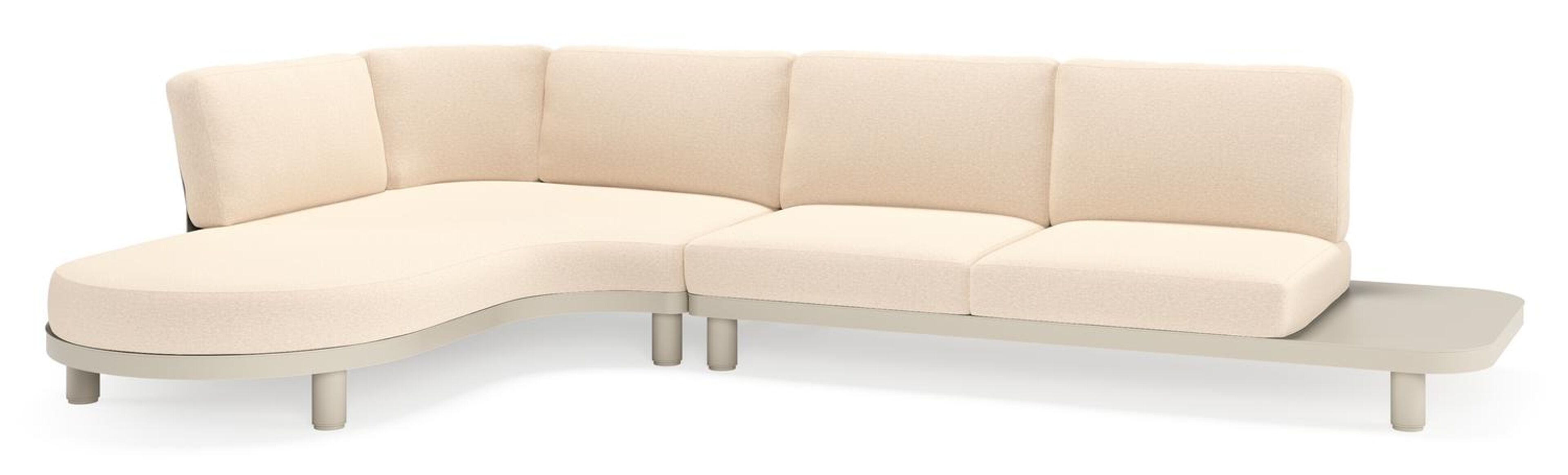 Donato loungehoek in beige aluminium met heritage papyrus all weather sunbrella® luxe kussen