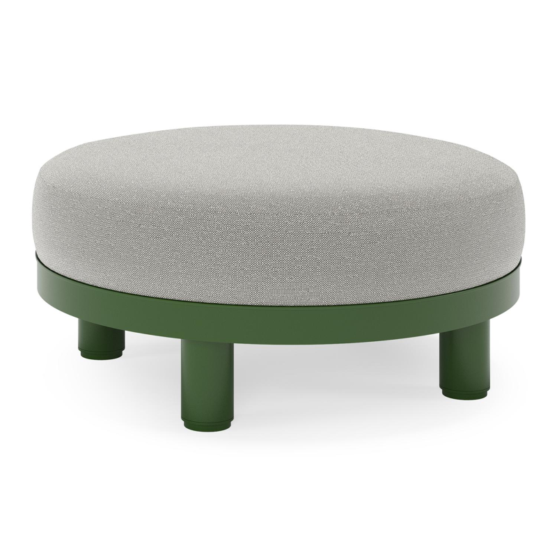 Donato lounge poef in groen aluminium met all weather sunbrella® luxe Savane Zinc kussen