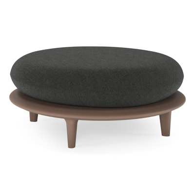 Pouf Bomero en aluminium taupe et coussin en all weather sunbrella® luxe chartres sooty