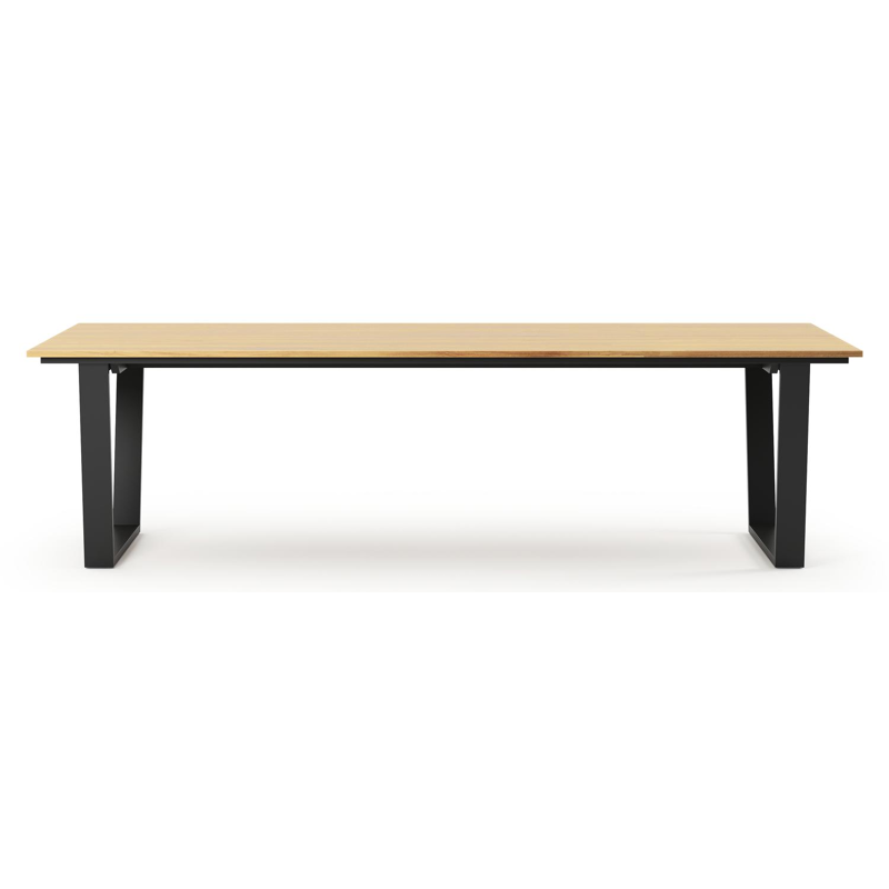 Pagino tuintafel rechthoekig in zwart aluminium en teak - L 280 x B 110 x H 73,5 cm