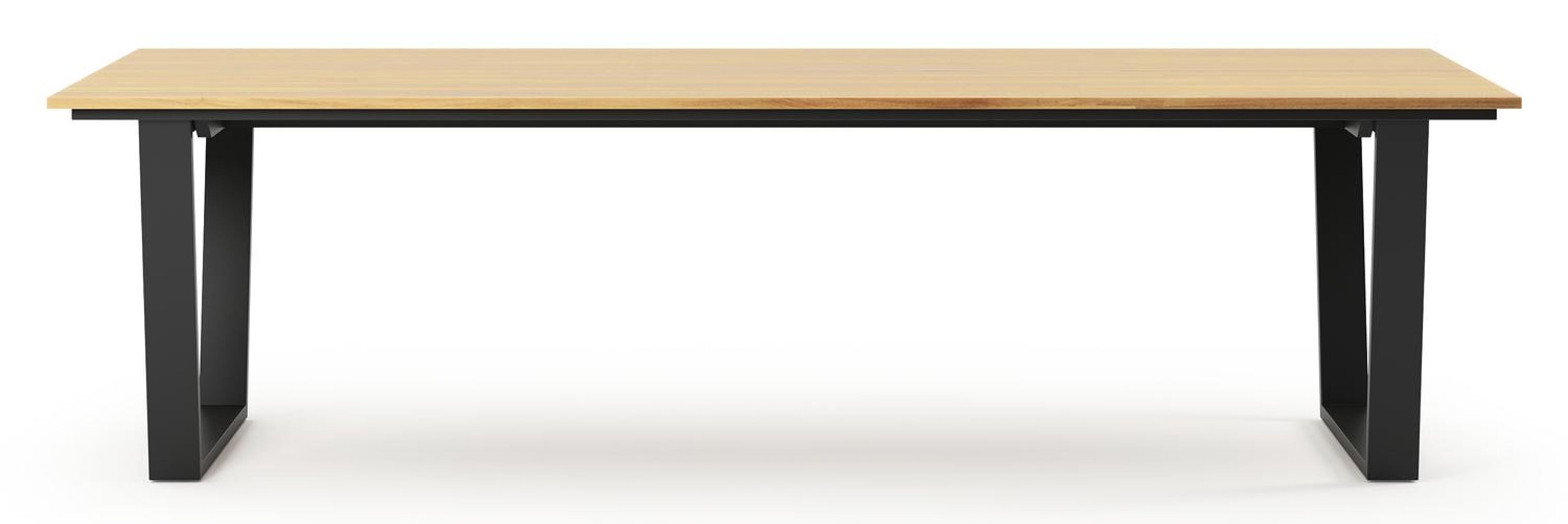 Table de jardin Pagino rectangulaire en aluminium noir et teck - Lg, 280 x Lrg, 110 x Haut, 73,5 cm