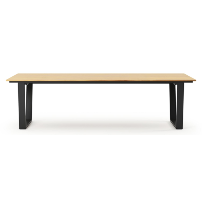 Pagino tuintafel rechthoekig in zwart aluminium en teak - L 280 x B 110 x H 73,5 cm