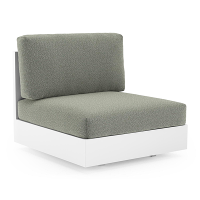 Como loungestoel in wit aluminium met savane leaf all weather sunbrella® luxe kussen