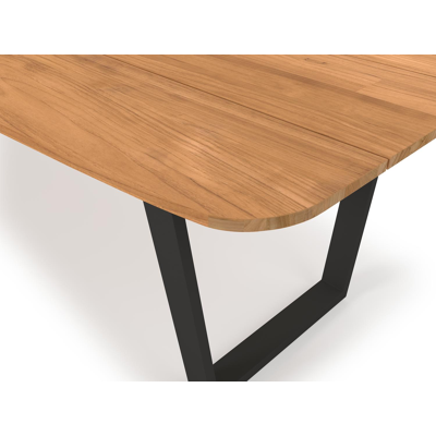 Table de jardin Pagino en aluminium noir et teck - Lg 280 x Larg. 115 x H 75 cm