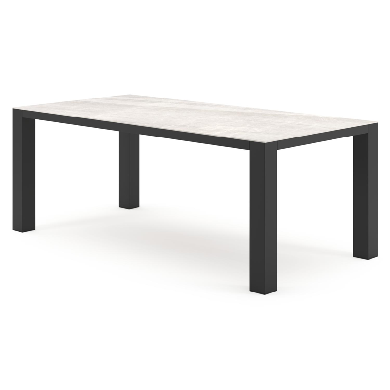 Nano tuintafel rechthoekig in zwart aluminium en volkeramiek Taj Mahal - L 200 x B 100 x H 75 cm