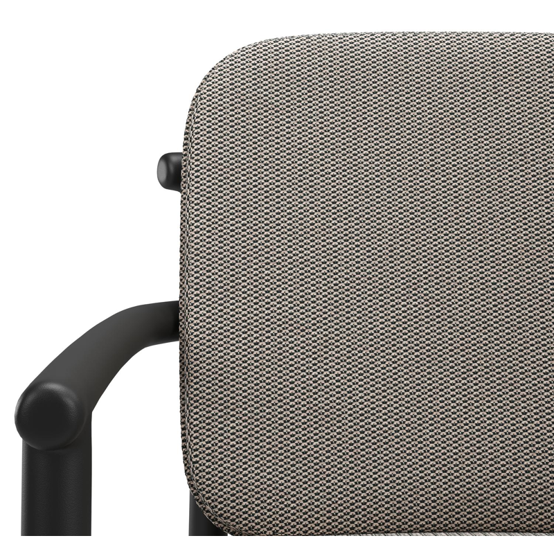 Bono stapelbare tuinstoel in zwart aluminium met stoelkussen in All Weather Sunbrella® Luxe Lopi Pepper