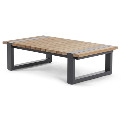 Turino loungetafel in zwart aluminium en teak - L 127 x B 70 x H 35 cm