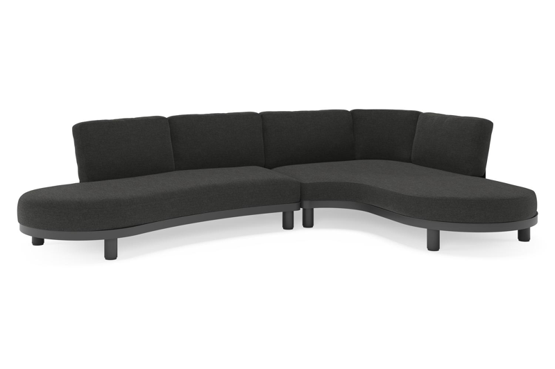 Donato loungehoek in zwart aluminium met all weather sunbrella® luxe Chartres Sooty kussen